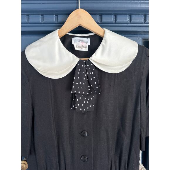 Vintage NWT Daniel Barrett for Neiman Marcus Black Peter Pan Collar Dress Sz 14 - Picture 11 of 12